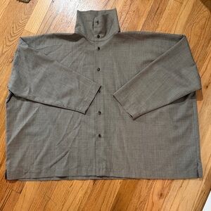 Eskandar Button Down Shirt Cashmere Tan Oversized Funnel Neck Lagenlook READ